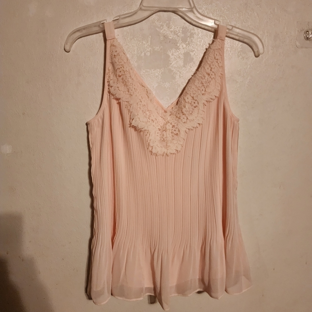 Chico's Convertible Tank Pleated Lace in Clam Shell Size 00/ XS NWT